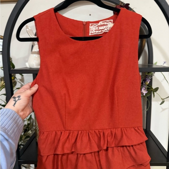 Pink Martini Red Ruffled Peplum Mini Dress size medium - Picture 3 of 9